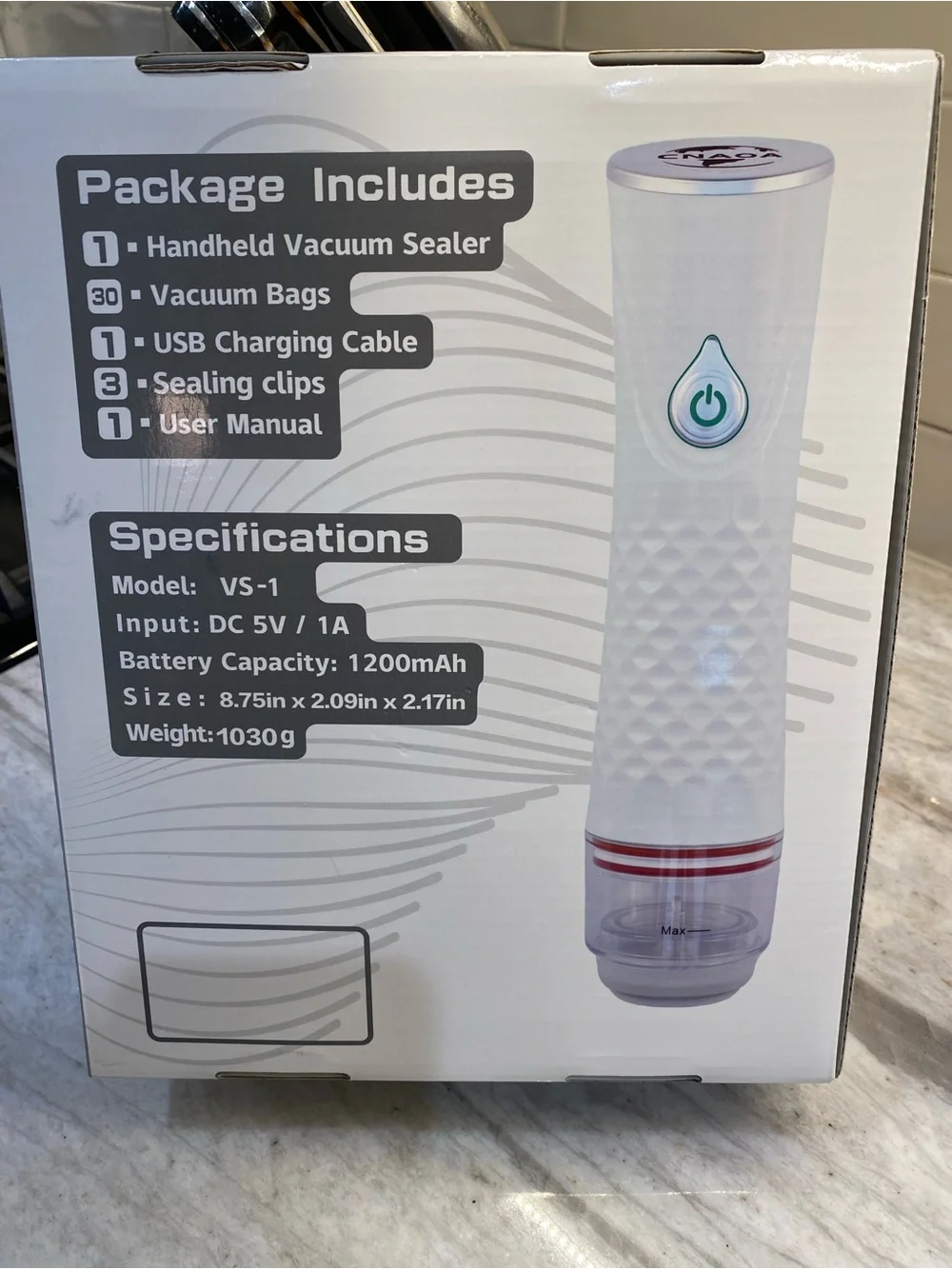 NIB CNAOA Portable Vacuum Sealer Set with  30 PCS Vacuum Seal Bags